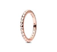 PANDORA ME Anillo con tachonado de pirámides chapado en oro rosa de 14 quilates con circonitas cúbicas transparentes, talla 48