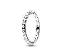 PANDORA ME Anillo con tachonado de pirámides de plata de ley con circonitas cúbicas transparentes, talla 52