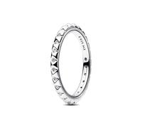 PANDORA ME Anillo con tachonado de pirámides de plata de ley con circonitas cúbicas transparentes, talla 48