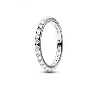 PANDORA ME Anillo con tachonado de pirámides de plata de ley con circonitas cúbicas transparentes, talla 50