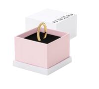 PANDORA ME Anillo con textura chapado en oro de 14 quilates con circonitas cúbicas transparentes, talla 60