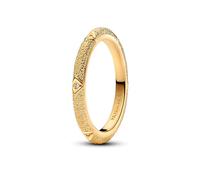 PANDORA ME Anillo con textura chapado en oro de 14 quilates con circonitas cúbicas transparentes, talla 52