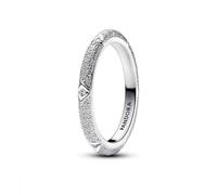 PANDORA ME Anillo con textura de plata de ley con circonita cúbica transparente, talla 50