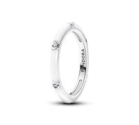 PANDORA ME Anillo de plata de ley con circonitas cúbicas transparentes y esmalte blanco, talla 56