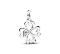 PANDORA ME Charm 793034C01 - Medallón de corazón de trébol de cuatro hojas chapado en oro de 14 quilates y circonitas cúbicas, colgante reversible compatible con ME Moments