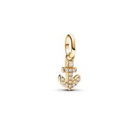 PANDORA ME Colgante mini con diseño de ancla chapado en oro de 14 quilates con circonitas cúbicas transparentes