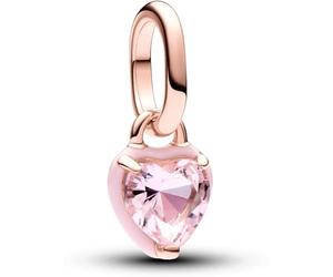 PANDORA ME Colgante mini con diseño de corazón chapado en oro rosa de 14 quilates con cristal rosa orquídea y esmalte rosa