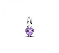 PANDORA ME Colgante mini con diseño de corazón en plata de ley con cristal morado real y esmalte morado