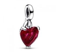 PANDORA ME Colgante mini con diseño de corazón en plata de ley con cristal rojo cereza jubileo