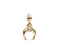 PANDORA ME Colgante mini con diseño de luna chapado en oro de 14 quilates con circonitas cúbicas transparentes