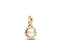 PANDORA ME Colgante mini con diseño de sol chapado en oro de 14 quilates con perla blanca cultivada de agua dulce tratada