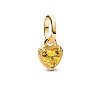 Pandora ME Corazón Mini Charm Colgante de Plata de Ley Chapado en Oro de 14 Quilates con Circonita Compatible Me y Moments Colgante 763862C01, 2,9x8,6x6,6 mm, Plata de ley, Circonita cúbica