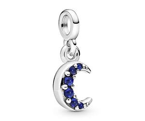 PANDORA ME Dije colgante con diseño de luna creciente de plata de ley con cristal azul auténtico