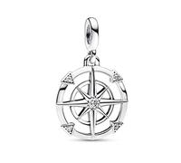 PANDORA ME Medallón con diseño de brújula de plata de ley con circonitas cúbicas transparentes
