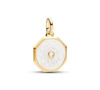 PANDORA ME Medallón con diseño de herradura chapado en oro de 14 quilates con esmalte blanco brillante