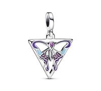 PANDORA ME Medallón con diseño de mariposa de plata de ley con cristal morado real y esmalte morado y azul
