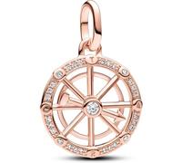 PANDORA ME Medallón con diseño de rueda giratoria chapado en oro de 14 quilates con circonitas cúbicas transparentes