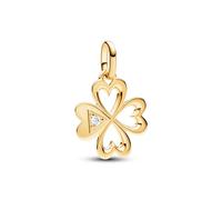 PANDORA ME Medallón con diseño de trébol chapado en oro de 14 quilates con circonitas cúbicas transparentes