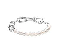 PANDORA ME Pulsera de eslabones de plata de ley con perlas blancas cultivadas en agua dulce, 3