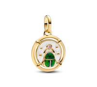 PANDORA Medallón de escarabajo ME, plata de ley con aleación de metal chapado en oro y circonitas, compatible con pulseras ME y Moments, 763413C01, talla única, Plata de ley, Circonita cúbica