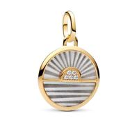 PANDORA Medallón ME Sunrise Charm de plata de ley chapada en oro de 14 quilates con circonitas, compatible con colgante Me y Moments, 763859C01