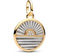 PANDORA Medallón ME Sunrise Charm de plata de ley chapada en oro de 14 quilates con circonitas, compatible con colgante Me y Moments, 763859C01