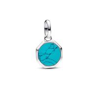 Pandora Mini medallón azul turquesa 793388C01, talla única, Plata esterlina, Turquesa sintética
