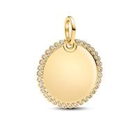 PANDORA Moments 364007C01 - Colgante redondo de plata de ley con chapado en oro de 14 quilates y circonitas, compatible con Moments y ME