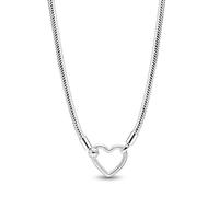 Pandora Moments 393377C00-45 - Collar de eslabones de serpiente con cierre de corazón, de plata de ley, compatible con los abalorios Moments, tamaño 45 cm, 45 cm, Plata de ley, No es una piedra