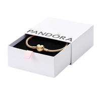 PANDORA Moments 563050C00-17 - Pulsera de eslabones de serpiente con cierre de corazón, plata de ley con aleación chapada en oro, compatible con Moments, tamaño: 17, 17 cm, Plata de ley, Sin gemas