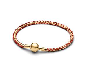 PANDORA Moments 563816C01-17 - Pulsera de eslabones de serpiente con aleación de metal chapada en oro de 14 quilates, compatible con Moments, tamaño: 17 cm