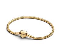 PANDORA Moments 564236C00-16 - Pulsera de eslabones de serpiente facetada con cierre de corazón con aleación de metal chapado en oro de 14 quilates, compatible con Moments, tamaño: 16 cm