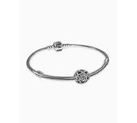 Pandora Moments 590702HV-20+790964 - Pulsera de eslabones de serpiente y colgante de corazón (plata de ley, tamaño 20 cm), 20cm, Plata, No es una piedra preciosa