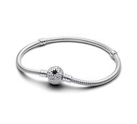 PANDORA Moments 593584C01-19 - Pulsera de serpiente con cierre de estrella polar (plata de ley con circonitas, compatible con abalorios Moments, tamaño: 19 cm), 21 cm, Plata de ley, Circón