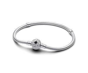 PANDORA Moments 593584C01-19 - Pulsera de serpiente con cierre de estrella polar (plata de ley con circonitas, compatible con abalorios Moments, tamaño: 19 cm)