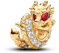 Pandora Moments 763069C01 - Colgante de dragón de plata de ley con aleación chapada en oro, compatible con pulseras Moments, talla única, Plata de ley, Cristal.