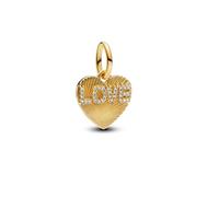 PANDORA Moments 763604C01 - Abalorio de plata de ley con chapado en oro y circonitas, compatible con pulseras Moments y ME, Gold, Plata de ley, Circonita cúbica