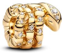 PANDORA Moments 763618C01 - Colgante de serpiente enrollado en plata de ley con aleación dorada y circonitas, compatible con pulseras Moments, klar, Plata de ley, Circonita cúbica