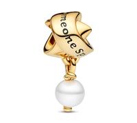 PANDORA Moments 763784C01 - Colgante de cinta de plata de ley con perlas cultivadas de agua dulce tratada compatible con pulseras Moments, 8,9x18,5x9,1 mm, Plata de ley, Perla