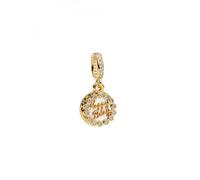 PANDORA Moments 763787C01 - Colgante de plata de ley chapada en oro de 14 quilates con circonitas, compatible con pulseras Me y Moments, 5,2x10,8x10,8 mm, Plata de ley, Circonita cúbica