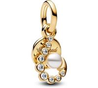 Pandora Colgante Moments 763891C01 – Plata de ley chapada en oro de 14 quilates, circonitas y perlas