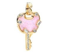 PANDORA Moments 764349C01 - Colgante grande con diseño de llave de amor rosa iridiscente con aleación de metal chapado en oro de 14 quilates y circonitas, compatible con ME y Moments