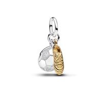 PANDORA Moments 764712C00 - Colgante doble de plata de ley con aleación de metal chapado en oro de 14 quilates, compatible con ME y Moments