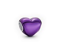 PANDORA Moments 793337C01 - Colgante de corazón metálico violeta de plata de ley, compatible con pulseras Moments, talla única, Plata de ley, No es una piedra preciosa