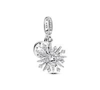 PANDORA Moments 793512C01 Breloque Double en Argent Sterling Avec Motif de feu d'artifice scintillant Avec zircone, Compatible Avec Les Bracelets Moments et ME, Klar, Argent Sterling, Zircone cubique