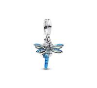 PANDORA Moments 793745C01 - Colgante doble de libélula de plata de ley con circonitas, compatible con pulseras Moments y ME, 4,6x14,7x16,1 mm, Plata de ley, Circonita cúbica