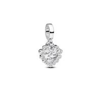PANDORA Moments 793765C01 - Colgante de doble corazón de plata de ley con circonitas, compatible con pulseras Me y Moments, 4,3x 11,8x 11,3 mm, Plata de ley, Zirconia cúbica