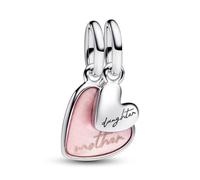 PANDORA Moments 793766C01 Breloque mère et fille en Argent Sterling Compatible Avec Les Bracelets Me and Moments, 4,3x15,2x11,6 mm, Argent Sterling, Zircone cubique