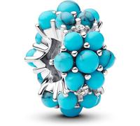 PANDORA Moments 793897C02 - Abalorio de plata de ley con circonitas cúbicas color turquesa, 11,5x10,7x7,3 mm, Plata de ley, Circonita cúbica