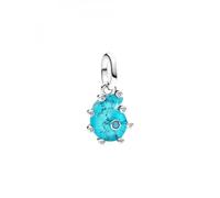 PANDORA Moments 793900C01 - Colgante de caracol de mar de cristal de Murano azul, plata de ley con circonitas, compatible con Me y Moments, 4,9x13,5x10,3 mm, Plata de ley, Circonita cúbica